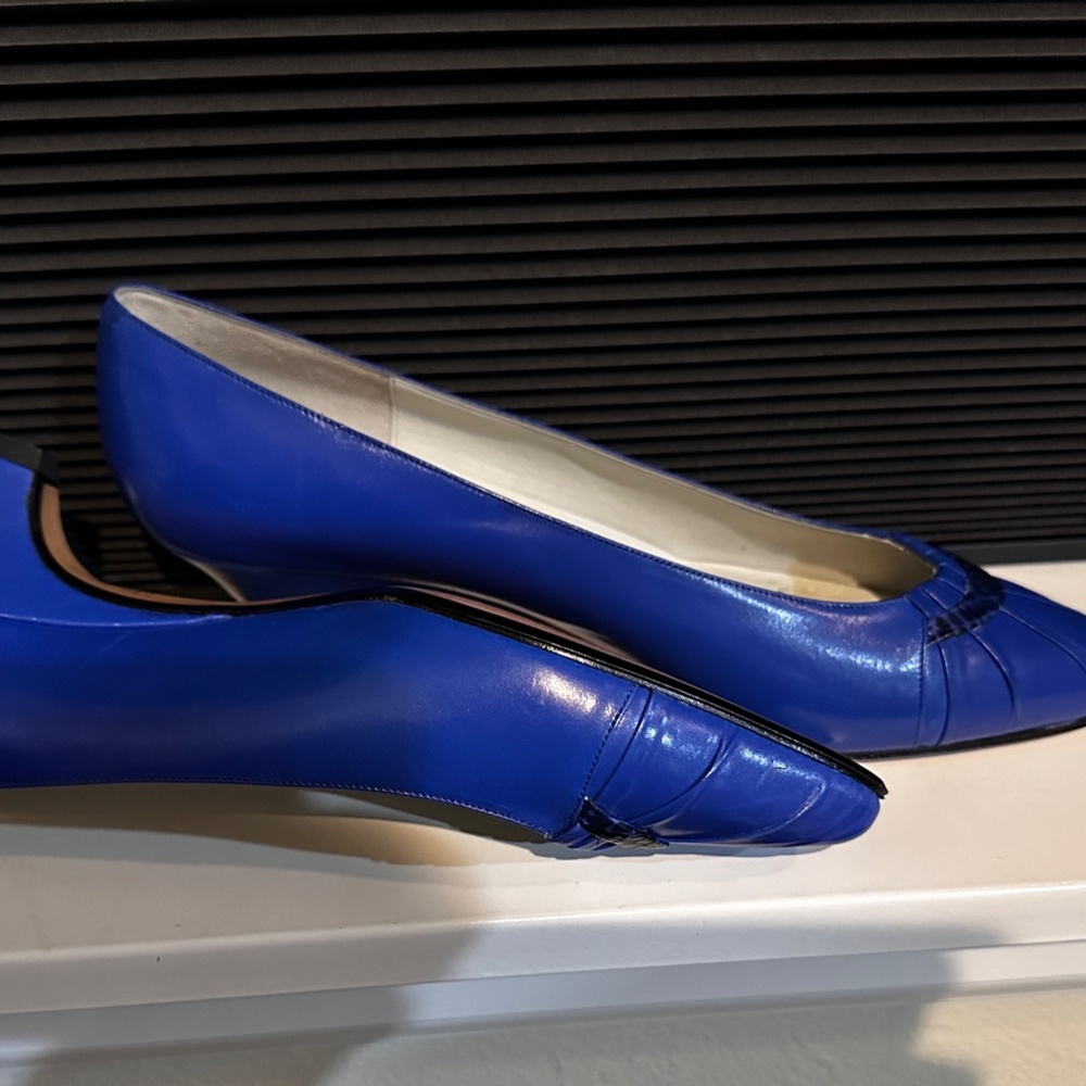 Sesto Meucci Shoes Blue Low Pumps Italy Vtg 80s NOS Gorgeous! 1" Heels SZ 7.5 B - Picture 8 of 10